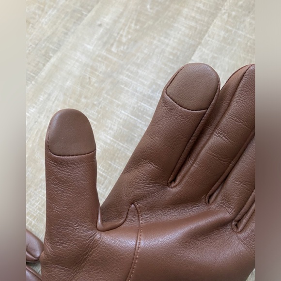 COACH | Men’s Leather Tech Gloves Merino Wool Winter Touch Screen Brown - XL - Picture 8 of 9
